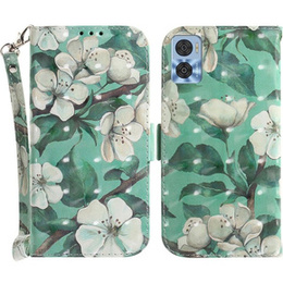 Чохол-книжка для Motorola Moto E22 / E22i, Wallet, flowers, білий