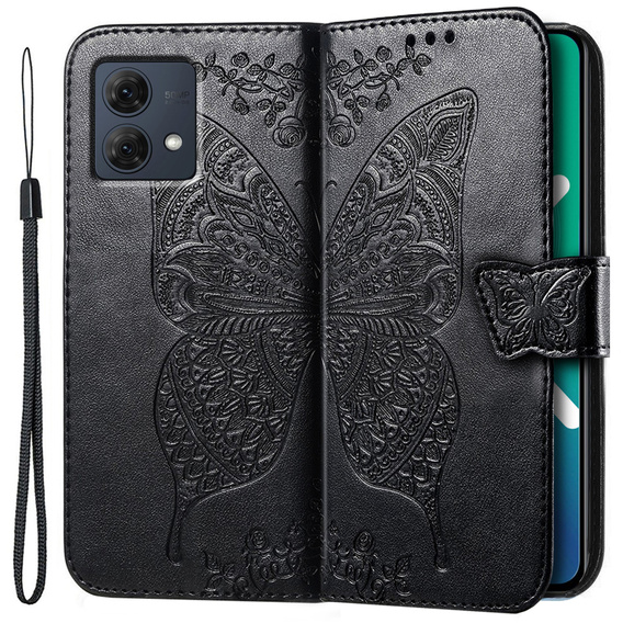 Чохол-книжка для Motorola Moto G84, Butterfly, чорний