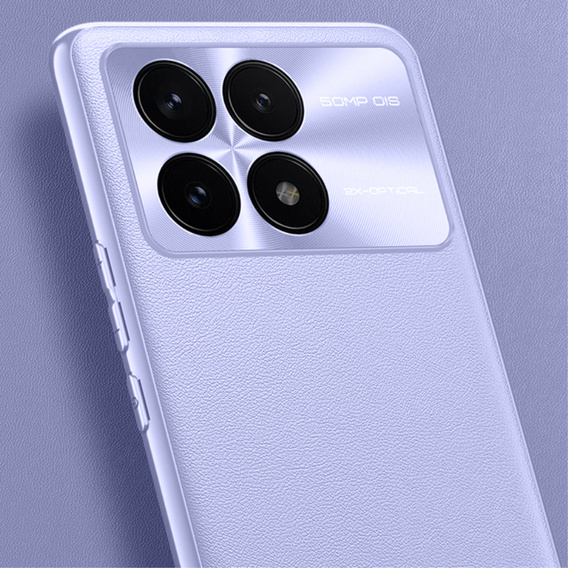 Шкіряний чохол для Xiaomi Poco F6 Pro, leather hybrid, фіолетовий
