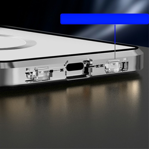 Магнітний чохол Dual Glass MagSafe для iPhone 15 Pro Max, сріблястий