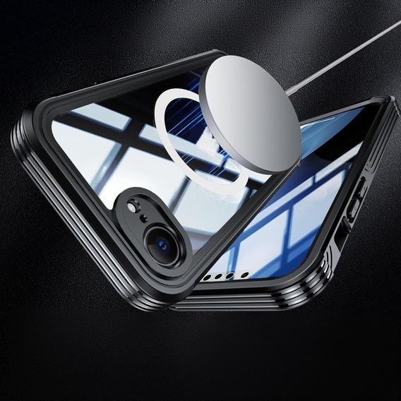Чехол для iPhone 16E, Shockproof, со стеклом, для MagSafe, чёрный