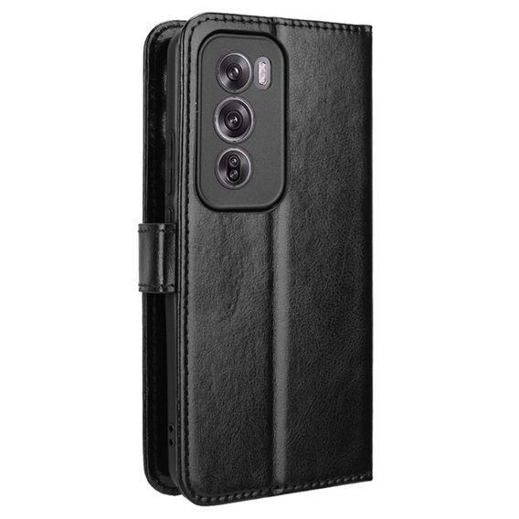 Откидной чехол для Oppo Reno 12 Pro, Crazy Horse Wallet, чёрный