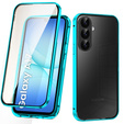 Чохол для Samsung Galaxy A17 5G, Magnetic Dual Glass, прозорий з синіми боковинами