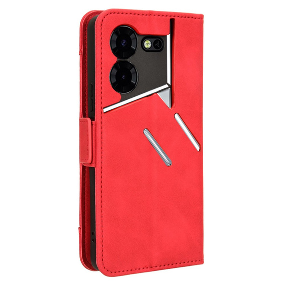 Откидной чехол для Tecno Pova 5 Pro 4G, Card Slot, красный