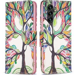 Откидной чехол для Samsung Galaxy A25 5G, Wallet, tree of life, белый + 9H стекло