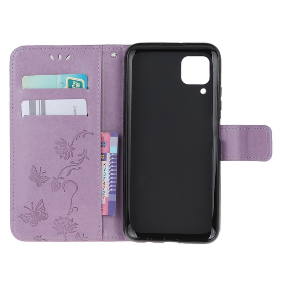 Откидной чехол для Huawei P40 Lite, Butterfly Flower, фиолетовый
