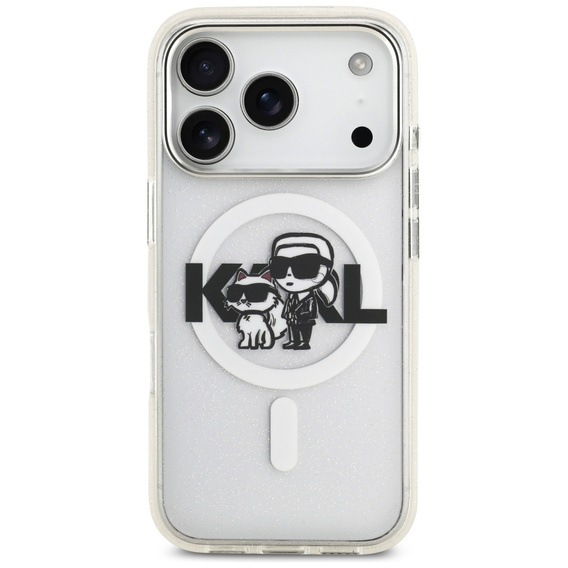 Чехол Karl Lagerfeld IML Glitter Karl and Choupette MagSafe для iPhone 17 Pro