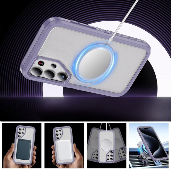 Чехол с рамкой для Samsung Galaxy S24 Ultra, для MagSafe, прозрачный / фиолетовый