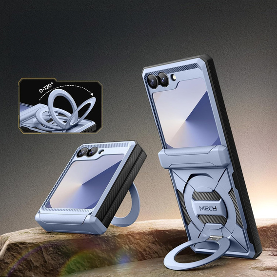 Чехол Tongate MECH с MagSafe для Samsung Galaxy Z Flip7 FE / Z Flip6, синий