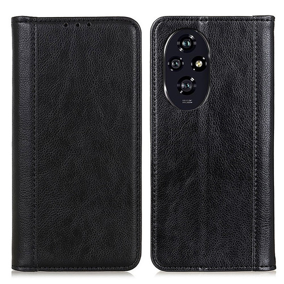 Флип-кейс для Honor 200 Pro 5G, Split Leather, чёрный