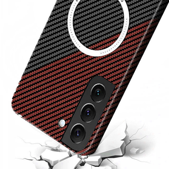 Чехол до Samsung Galaxy S23 Plus, Magsafe Slim Carbon, чёрный / красный