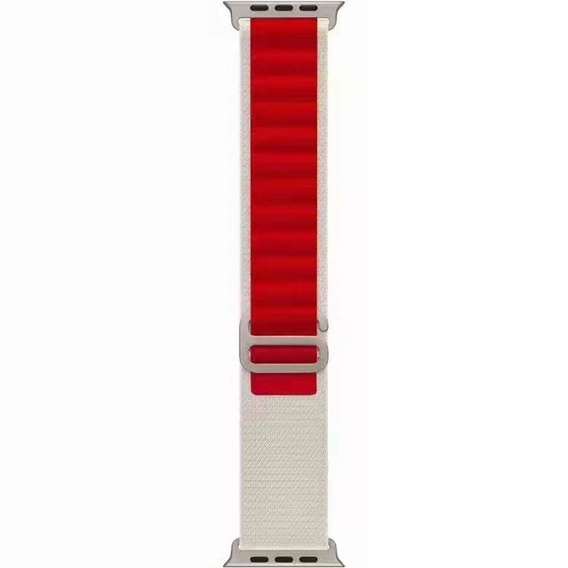 Нейлоновый ремешок до Apple Watch 1/2/3/4/5/6/7/8/SE/ULTRA 42/44/45/49 MM, Beige / Red