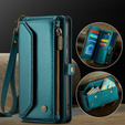 Чохол CASEME для Samsung Galaxy S25 FE, RFID Leather Wallet з плечовим ременем, зелений