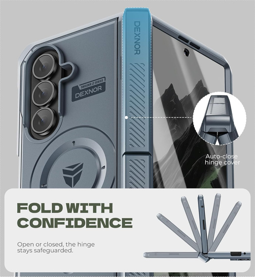 Магнитный бронированный чехол Dexnor с двойным основанием для Samsung Galaxy Z Fold7
