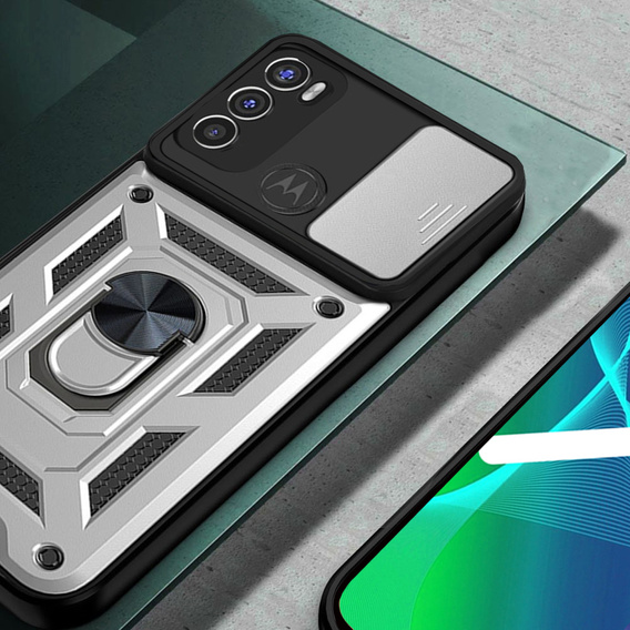 Чехол NOX Camera Slide Motorola Moto G60, CamShield Slide, серебро