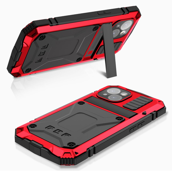 Чехол для iPhone 15 Plus, R-JUST, бронированный, красный / черный