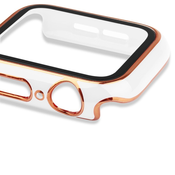 2в1 чехол и защитное стекло для часов Apple Watch 7/8 45mm - White / Gold