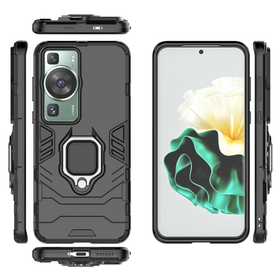 Чехол до Huawei P60 / P60 Pro, Kickstand Ring, чёрный