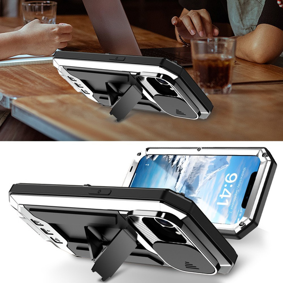 Броньований чохол для iPhone 16E, R-JUST, сріблястий