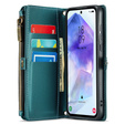 Чехол CASEME для Samsung Galaxy A55 5G, RFID Leather Wallet, с плечевым ремнем, зелёный