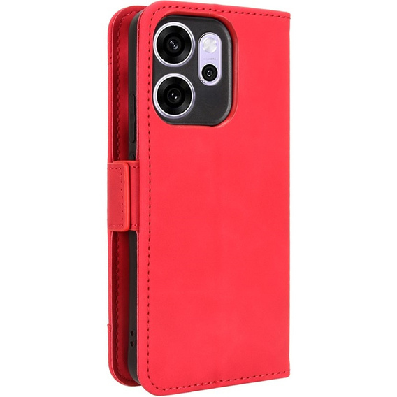 Чехол с клапаном для Oppo Reno 14F, слот для карт, бумажник, красный