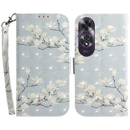 Откидной чехол для Oppo A60, Wallet, Magnolia Flowers серый