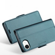Чехол для Iphone 16E, ERBORD Glossy Litchi, кошелек с клапаном, синий