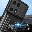 Броньований чохол для Xiaomi Redmi Note 13 Pro 4G / Xiaomi Redmi Note 14S / Xiaomi Poco M6 Pro 4G, Camera Slide Card Slot, чорний