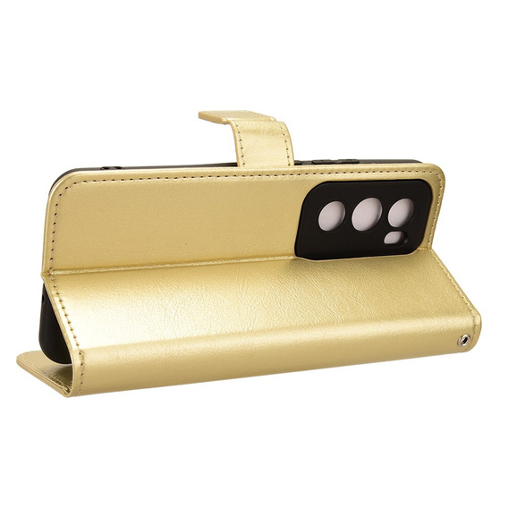 Откидной чехол для Oppo Reno 12 Pro, Crazy Horse Wallet, золотой