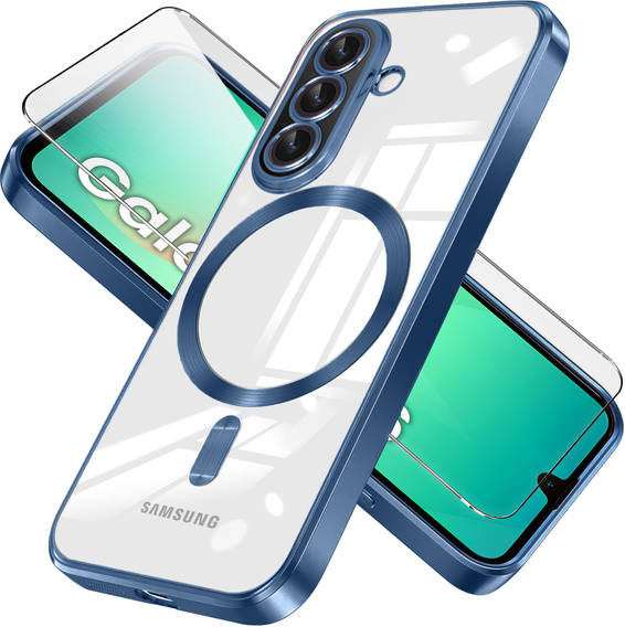 Чохол для Samsung Galaxy A26, Electro MagSafe, темно-синій + Скло на екран