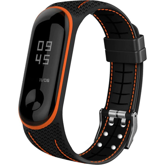 Силіконовий ремінець для Xiaomi Mi Band 5/6/7/7 NFC, Black/Orange