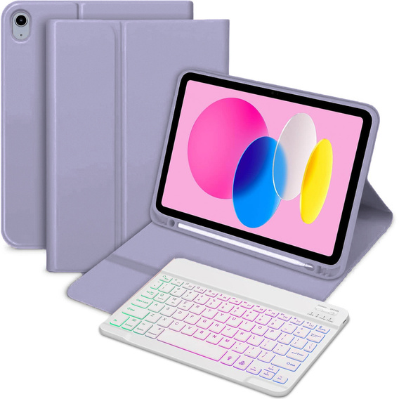 Чехол с подсвечиваемой bluetooth-клавиатурой для iPad 10.9 2022 (10 gen.), фиолетовый