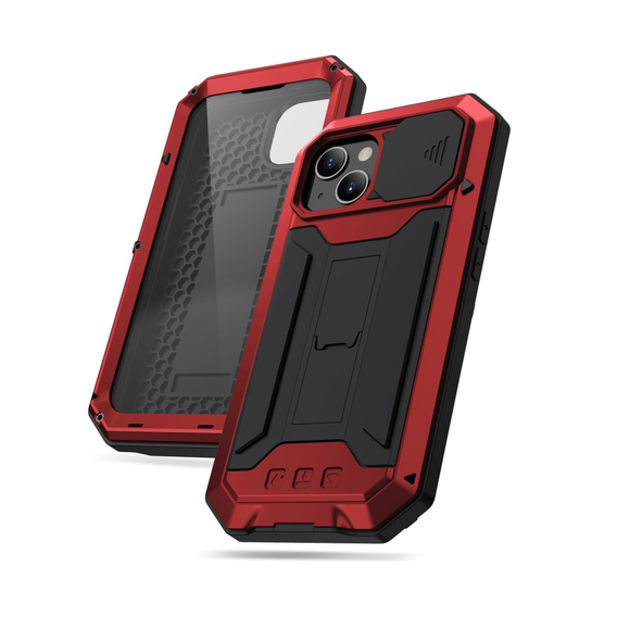 Чехол для iPhone 13, R-JUST CamShield Slide, бронированный, красный / черный