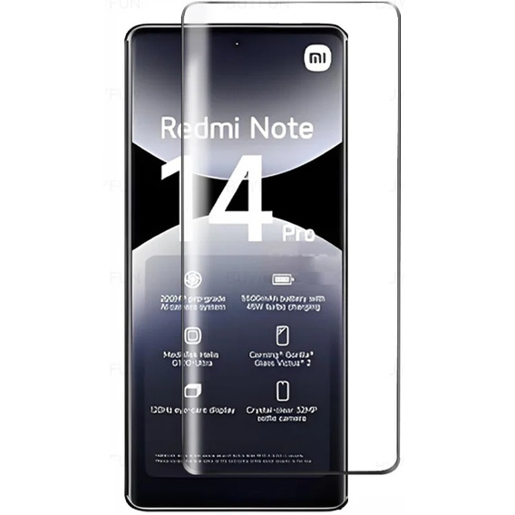 3D загартоване скло для Xiaomi Redmi Note 14 Pro, чорна рамка