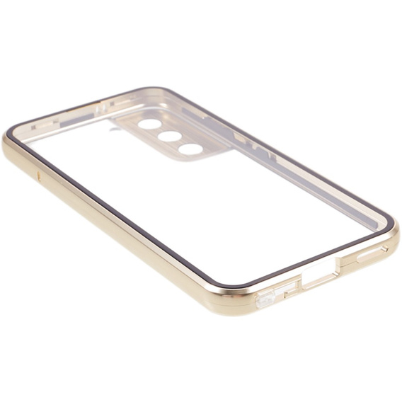 Чехол для Samsung Galaxy S22, Magnetic Dual Glass, золотой