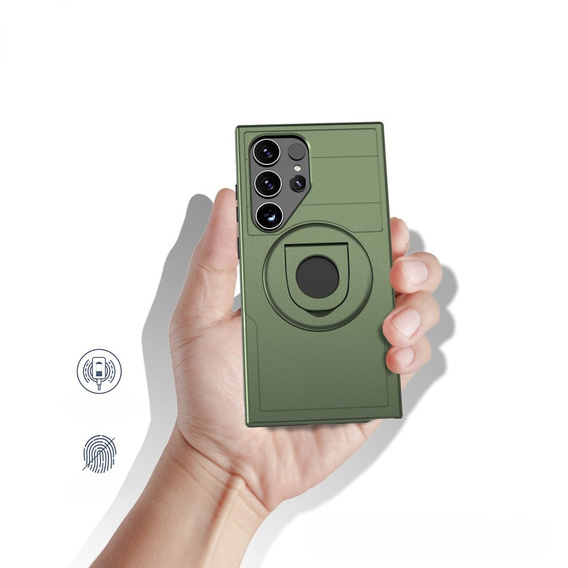 Чехол MagSafe для Samsung Galaxy S24 Ultra, Military Magnet, зелёный
