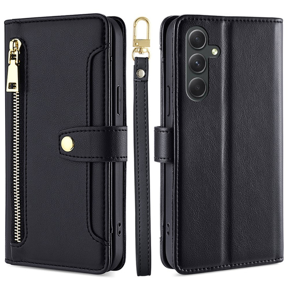 Откидной чехол для Samsung Galaxy A54 5G, Wallet Zipper Pocket, чёрный