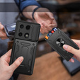 Броньований чохол для Xiaomi Redmi Note 13 Pro 4G / Xiaomi Redmi Note 14S / Xiaomi Poco M6 Pro 4G, Camera Slide Card Slot, чорний