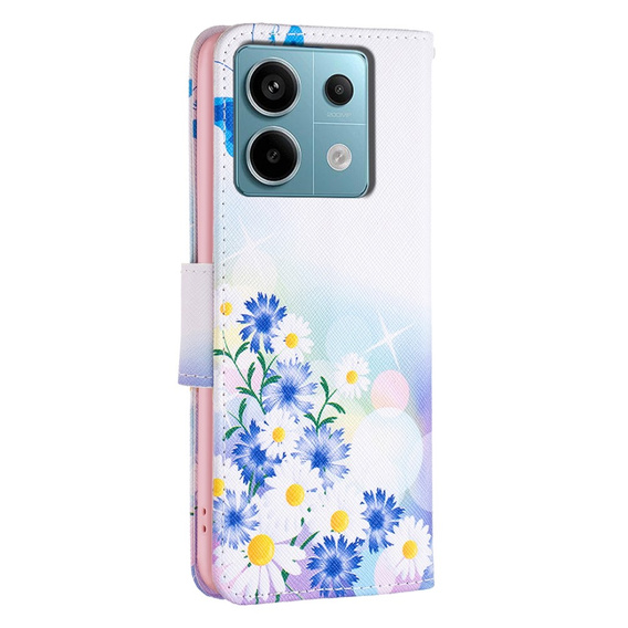 Откидной чехол для Xiaomi Redmi Note 13 Pro 5G, Wallet, Butterfly & Flowers белый