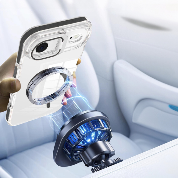 Чохол для iPhone Air, для MagSafe, з підставкою, прозорий з чорними вставками