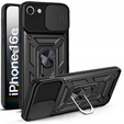 Бронированный чехол для iPhone 16E, CamShield Slide, чёрный + закаленное стекло 9H