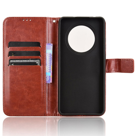 Футляр з клапаном для Oppo Reno 12FS / 12F, Crazy Horse Wallet, коричневий