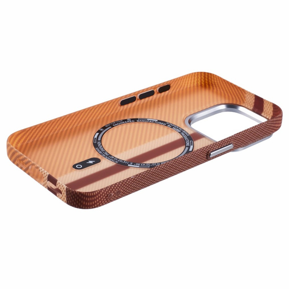 Чехол для iPhone 13 Pro Max, Carbon Fiber MagSafe, жёлтый