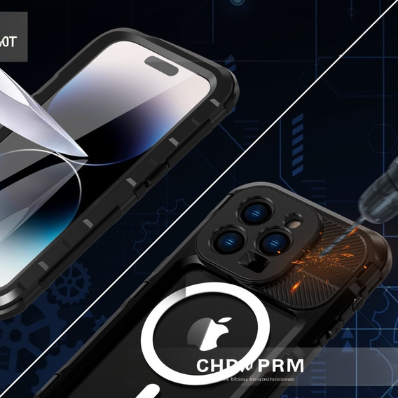 IP68 Водонепроницаемый чехол для iPhone 14 Pro, SHELLBOX MagSafe, чёрный