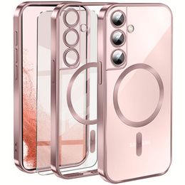 Чехол для Samsung Galaxy S22, Electro MagSafe, розовый rose gold + стекло для экрана