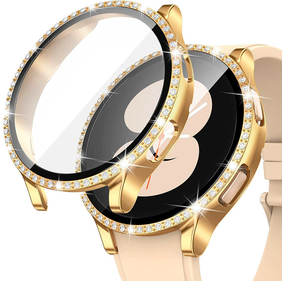 2в1 чехол и защитное стекло для часов Samsung Galaxy Watch 4 40mm, Gold