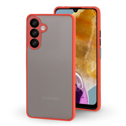 Силіконовий чохол для Samsung Galaxy M15 5G, з захистом камери, прозорий / червоний