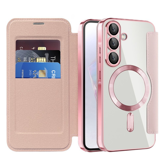 Откидной чехол для Samsung Galaxy A26, RFID Wallet MagSafe CamShield, розовый