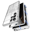 Магнітний чохол Dual Glass MagSafe для Samsung Galaxy S22 Ultra, сріблястий