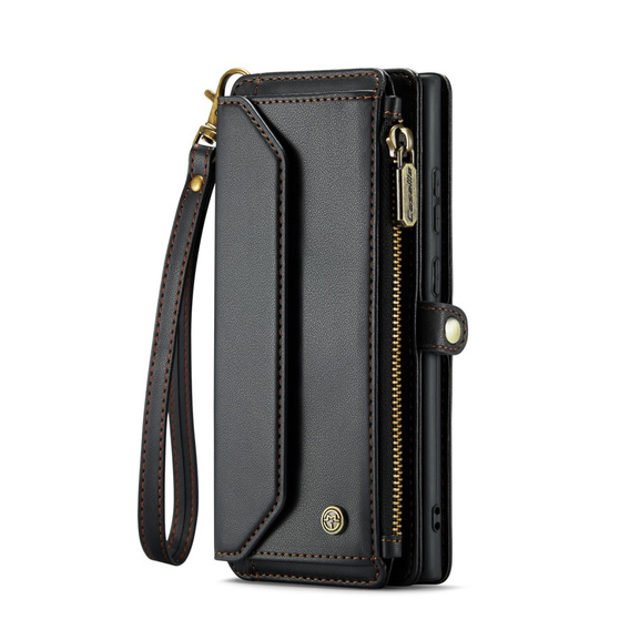 Чохол CASEME для Samsung Galaxy S25 Ultra, RFID Leather Wallet з плечовим ременем, чорний